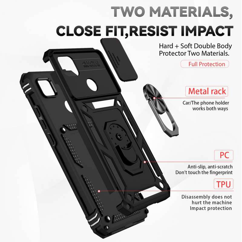 For Xiaomi Redmi 10A Sliding Camshield Holder Phone Case(Black)