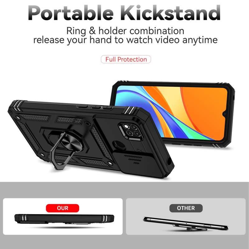 For Xiaomi Redmi 10A Sliding Camshield Holder Phone Case(Black)