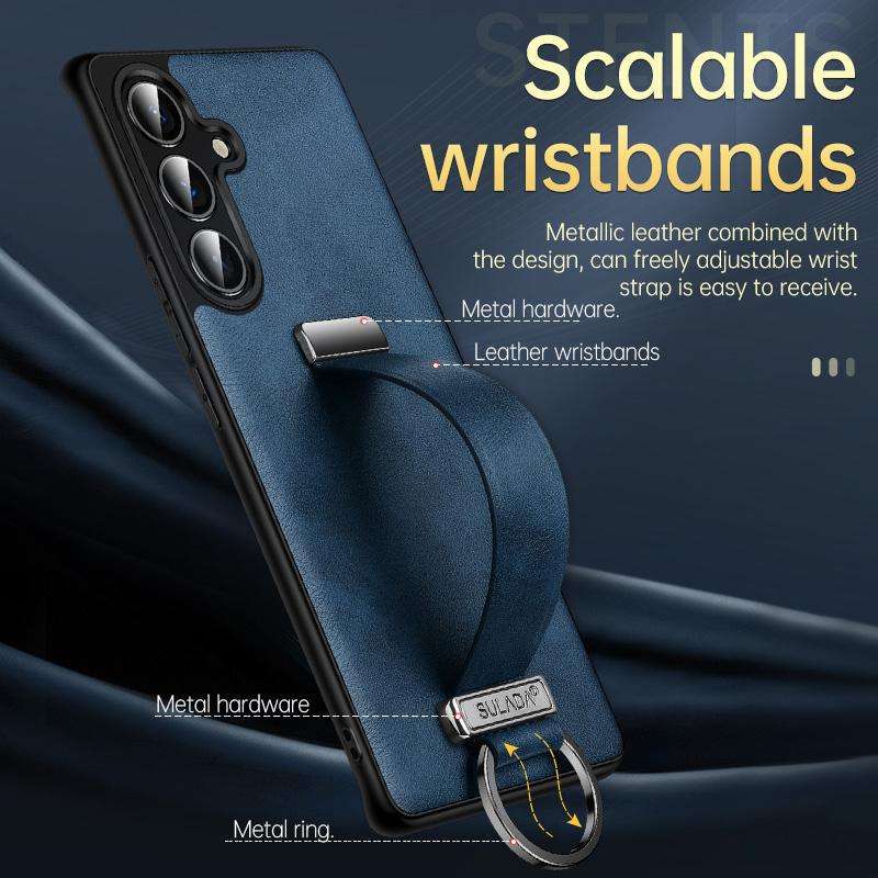 For Samsung Galaxy S25 Ultra 5G SULADA PC Hybrid Leather Texture Skin Feel Shockproof Phone Case(Bla
