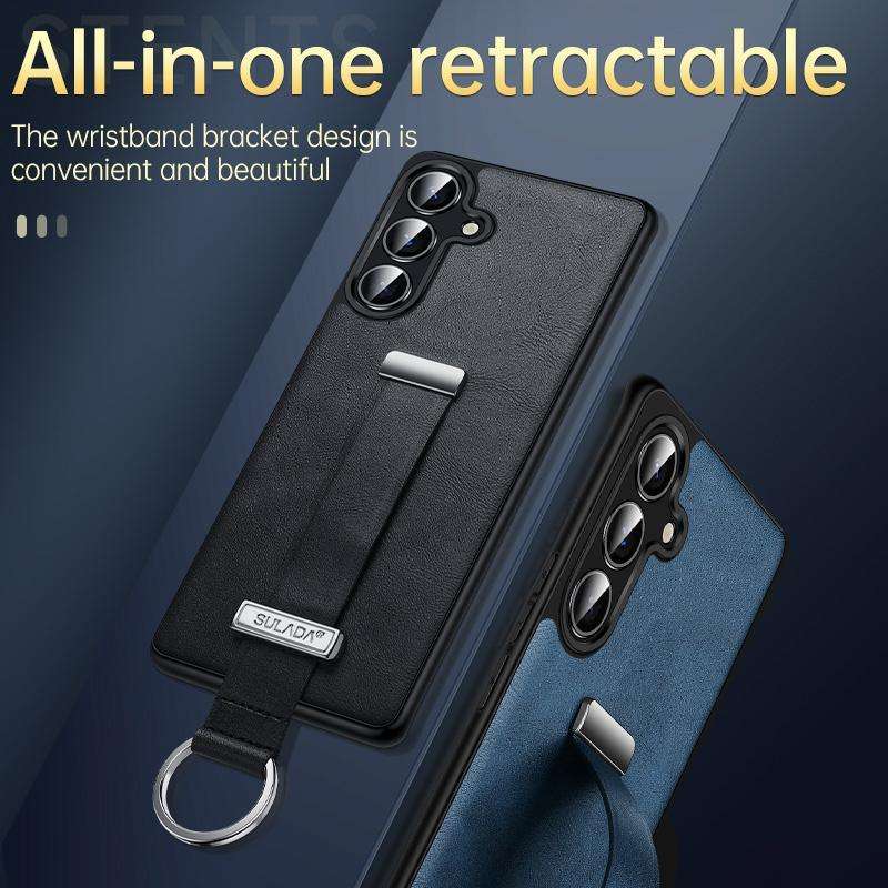 For Samsung Galaxy S25 Ultra 5G SULADA PC Hybrid Leather Texture Skin Feel Shockproof Phone Case(Bla