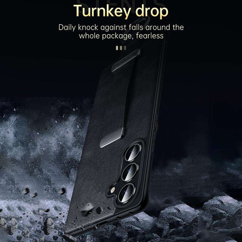 For Samsung Galaxy S25 Ultra 5G SULADA PC Hybrid Leather Texture Skin Feel Shockproof Phone Case(Bla
