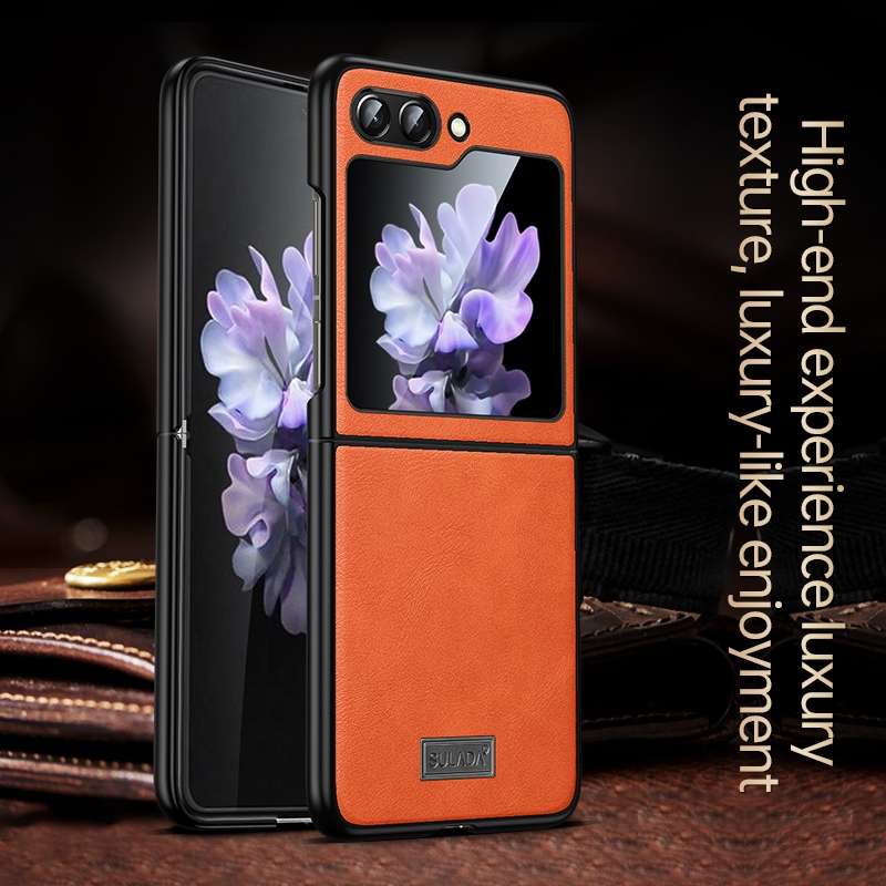 For Samsung Galaxy Z Flip6 SULADA Shockproof TPU + Handmade Leather Phone Case(Black)