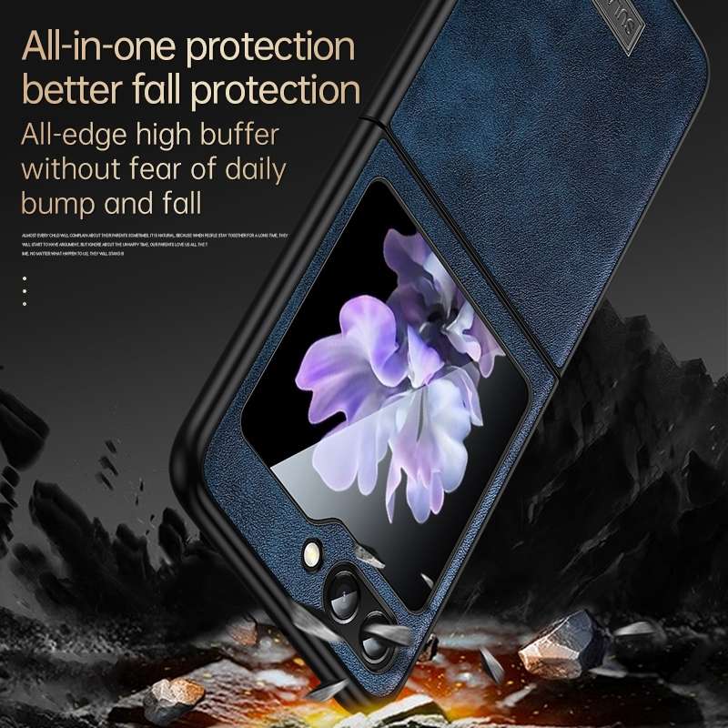 For Samsung Galaxy Z Flip6 SULADA Shockproof TPU + Handmade Leather Phone Case(Black)