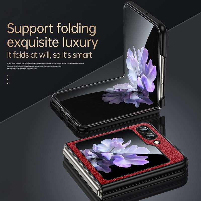 For Samsung Galaxy Z Flip4 SULADA Shockproof TPU + Litchi Texture Leather Phone Case(Black)