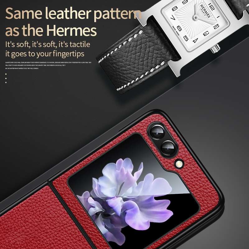 For Samsung Galaxy Z Flip4 SULADA Shockproof TPU + Litchi Texture Leather Phone Case(Black)