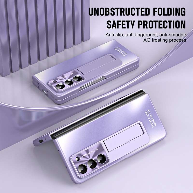 For Samsung Galaxy Z Fold5 5G Integrated AG Matte Folding Phone Case with Pen Slot(Purple)