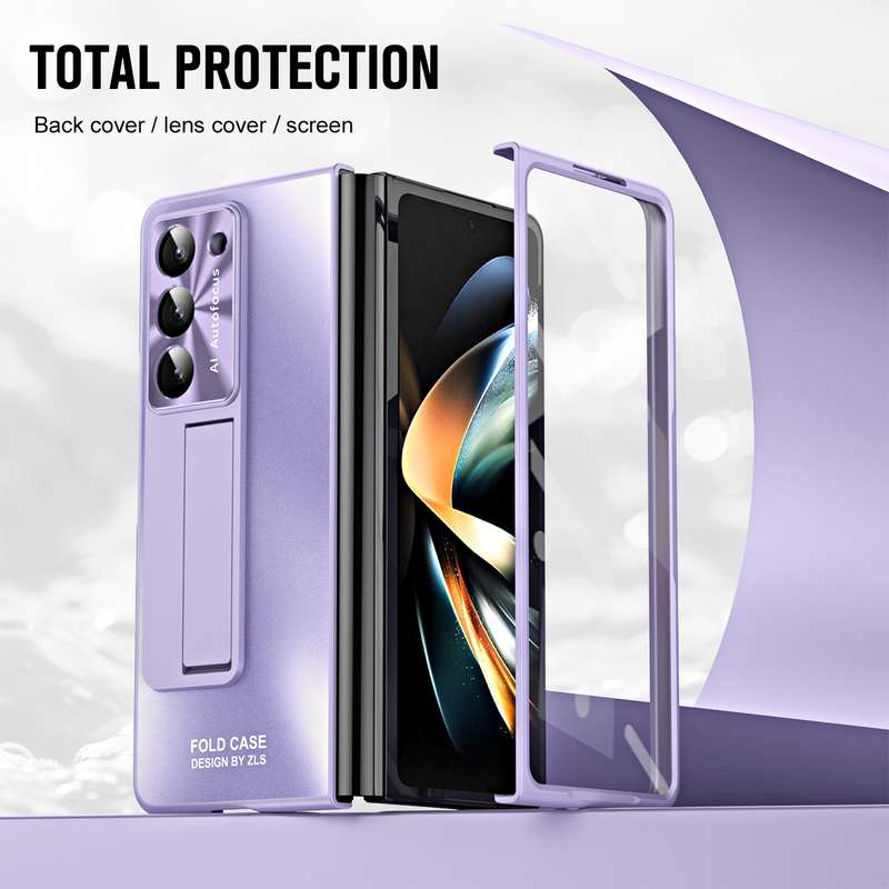 For Samsung Galaxy Z Fold5 5G Integrated AG Matte Folding Phone Case with Pen Slot(Purple)