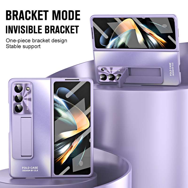 For Samsung Galaxy Z Fold5 5G Integrated AG Matte Folding Phone Case with Pen Slot(Purple)