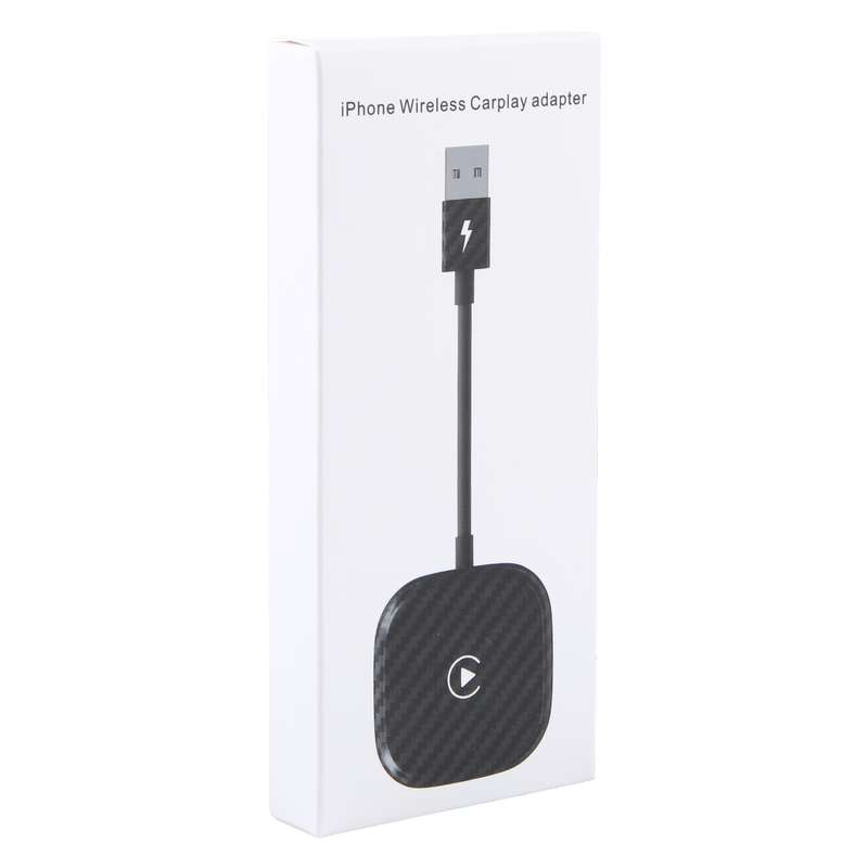 USB + USB-C / Type-C Wired to Wireless Carplay Adapter for iPhone(Black)