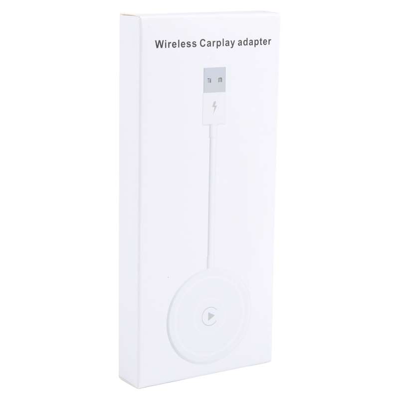 USB + USB-C / Type-C Wired to Wireless Carplay Adapter for iPhone(White)