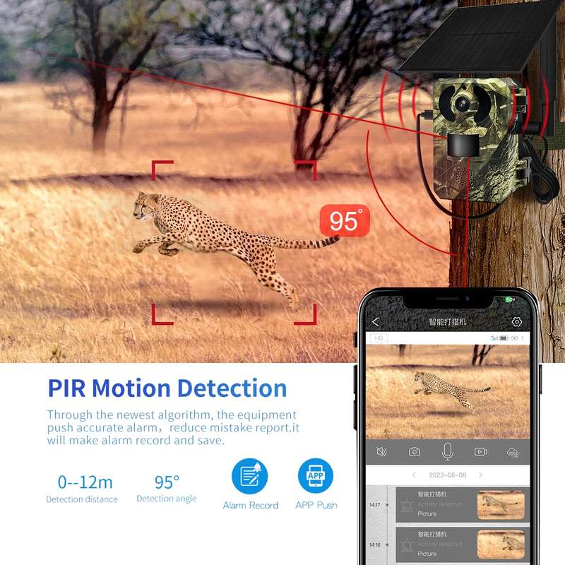 ESCAM QF380 4MP Network Solar PIR Alert Smart Wildlife Hunting Camera, 4G:AU Version(Camouflage)