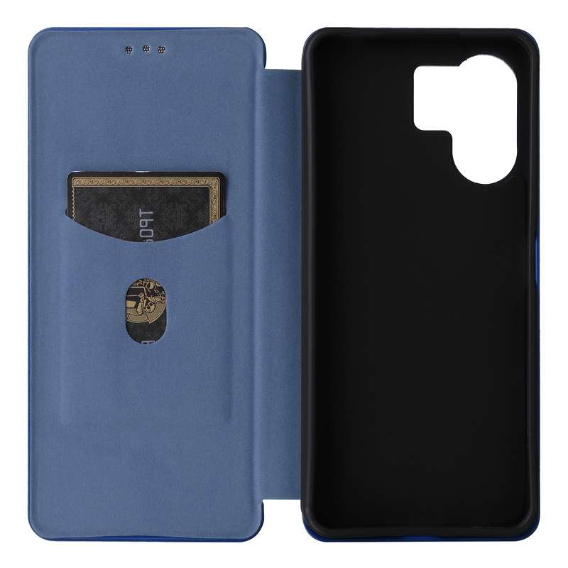 For Xiaomi Redmi 13C 5G / 4G Carbon Fiber Texture Flip Leather Phone Case(Blue)