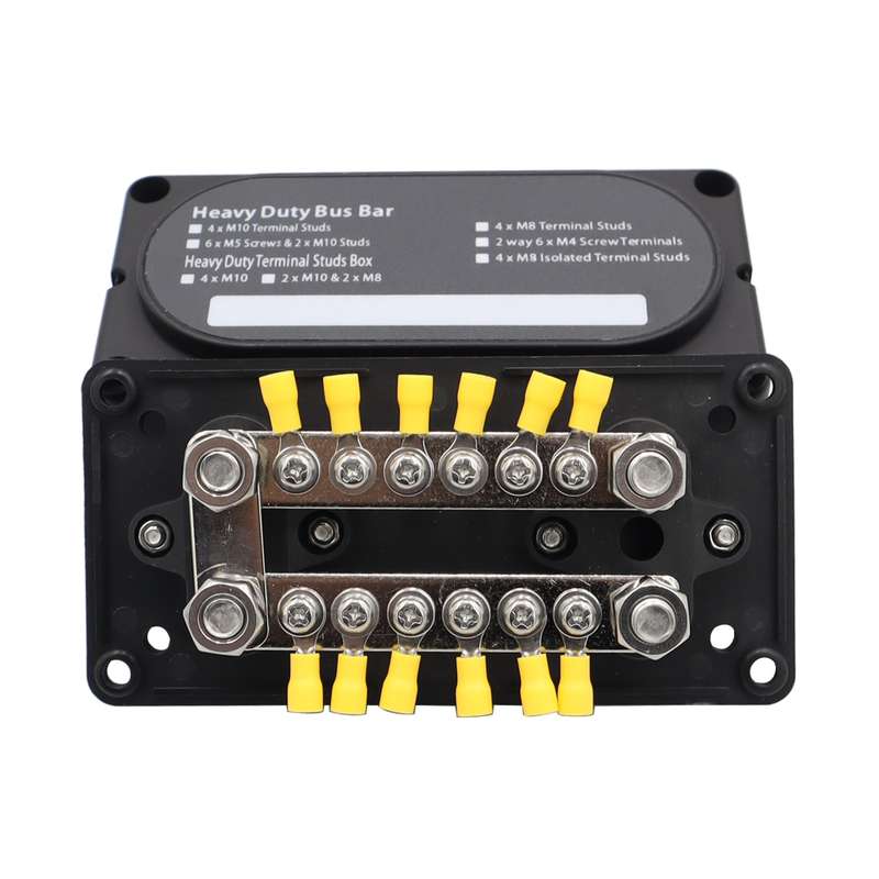 CP-3158 300A 12-48V RV Yacht Modified Double Row 12-way M6 Terminal Busbar with 12pcs Terminals