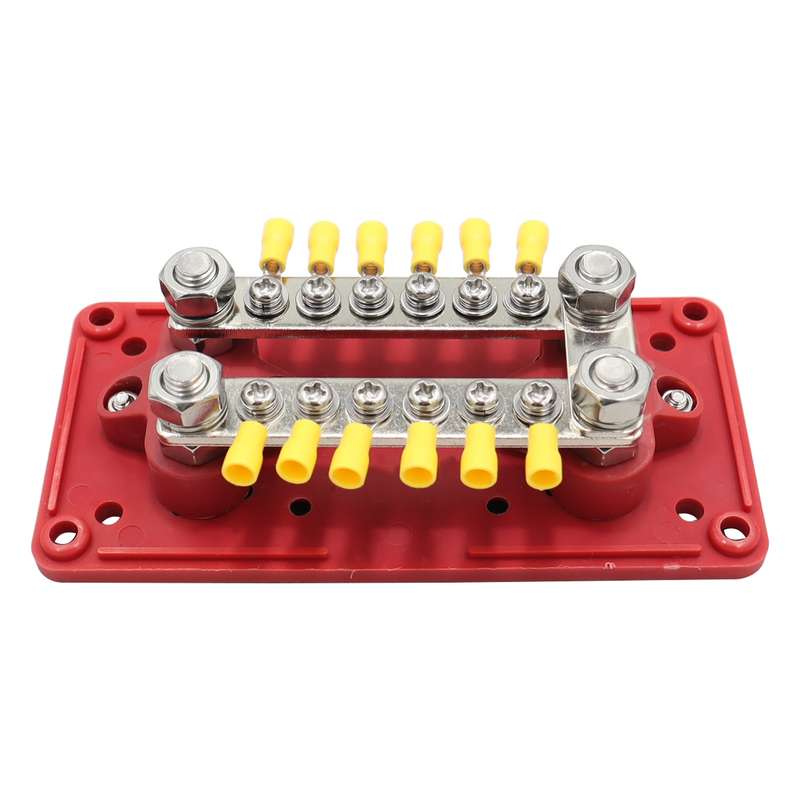 CP-3160 1 Pair 300A 12-48V RV Yacht Modified Double Row 12-way M6 Terminal Busbar with 24pcs Termina