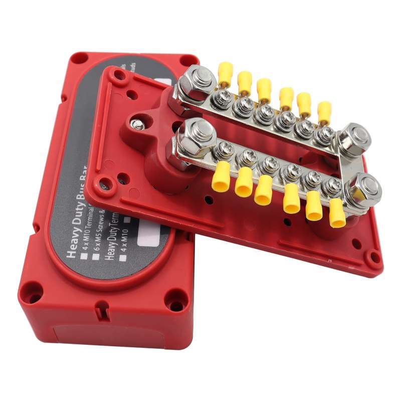 CP-3160 1 Pair 300A 12-48V RV Yacht Modified Double Row 12-way M6 Terminal Busbar with 24pcs Termina