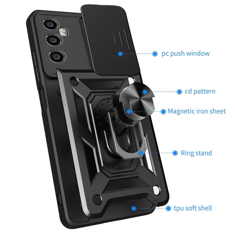 For Realme C65 4G Sliding Camera Cover Design TPU Hybrid PC Phone Case(Red)