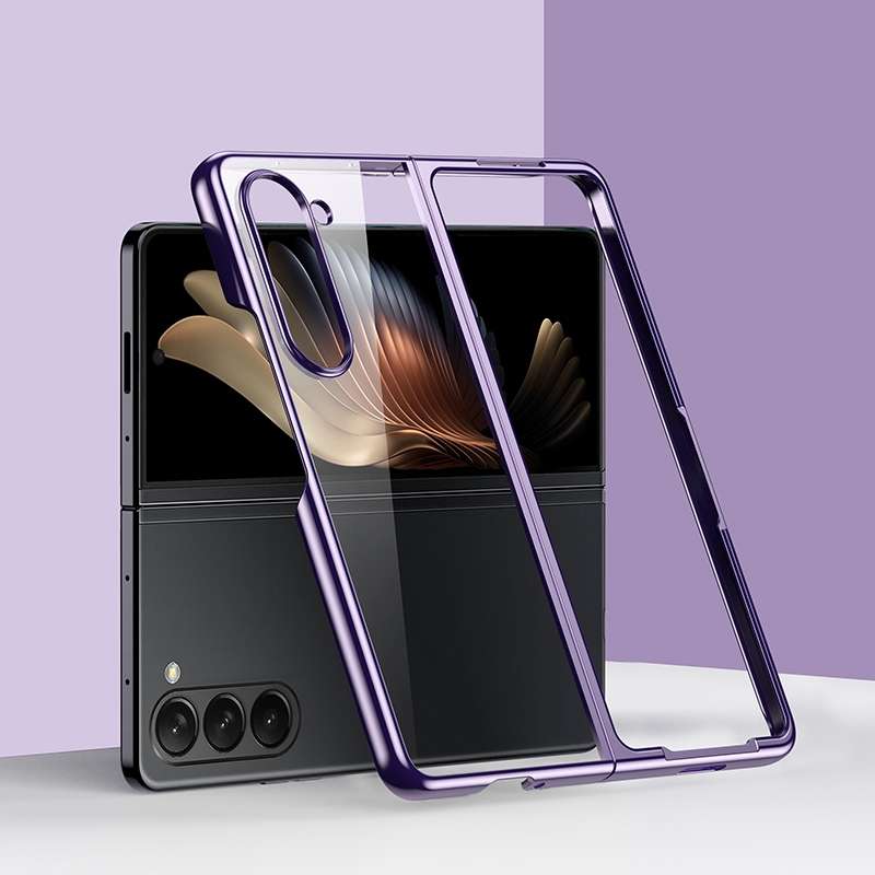 For Samsung Galaxy Z Fold5 5G Transparent Electroplating All-inclusive Folding Phone Case(Champagne