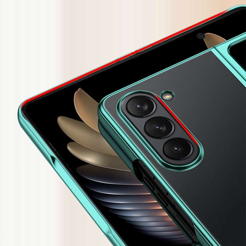 For Samsung Galaxy Z Fold5 5G Transparent Electroplating All-inclusive Folding Phone Case(Champagne