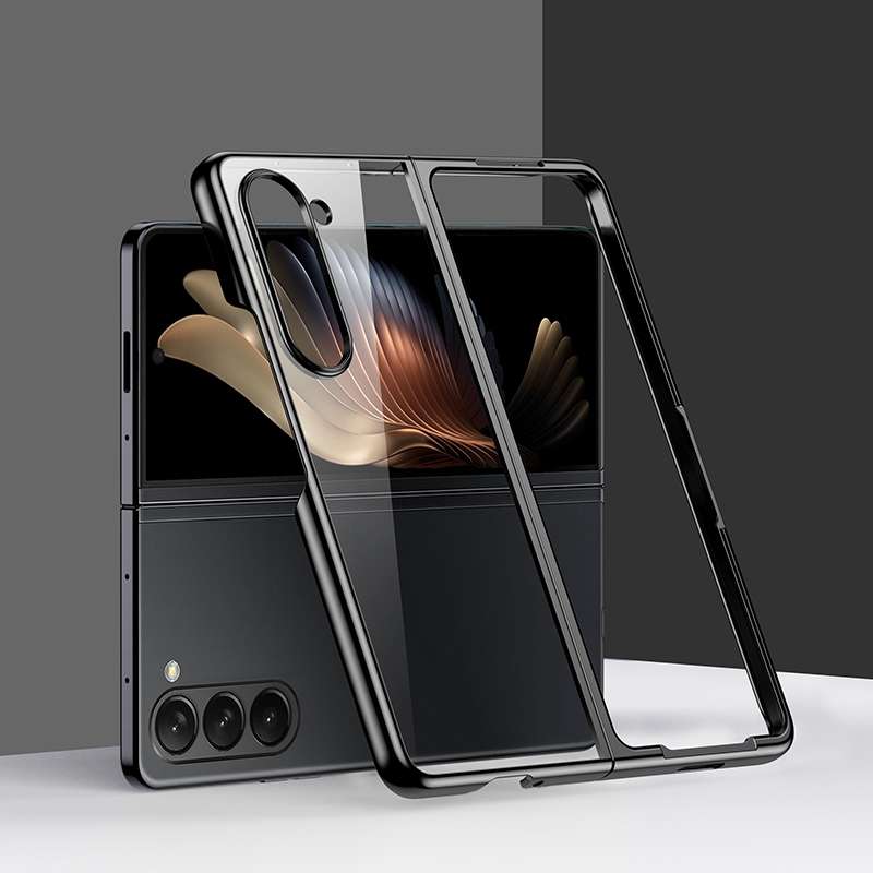 For Samsung Galaxy Z Fold5 5G Transparent Electroplating All-inclusive Folding Phone Case(Champagne