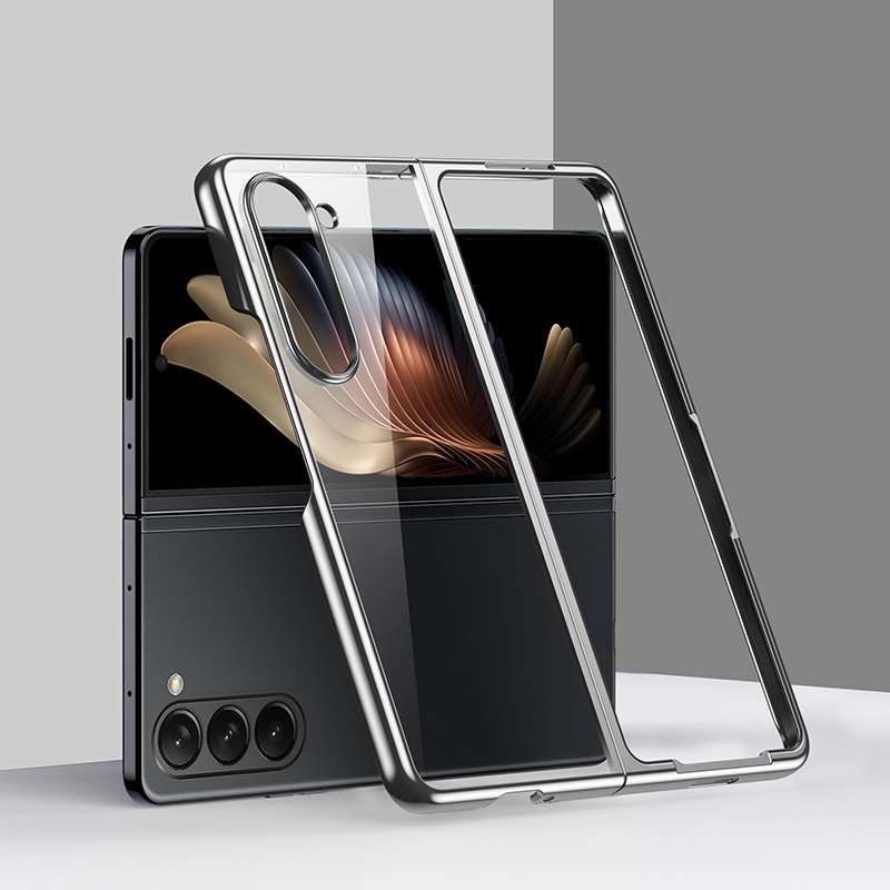 For Samsung Galaxy Z Fold5 5G Transparent Electroplating All-inclusive Folding Phone Case(Champagne