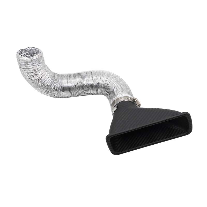 XH-UN099 Carbon Fiber Car Front Bumper Turbo Air Intake Inlet Pipe Air Funnel Kit(Square)