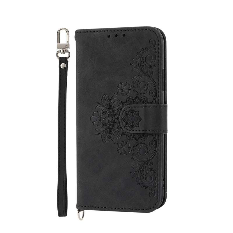 For Xiaomi 14 Ultra Skin-feel Flowers Embossed Wallet Leather Phone Case(Black)