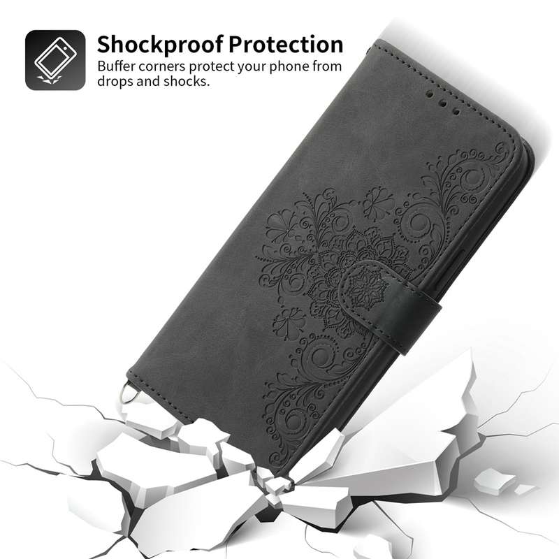 For Xiaomi 14 Ultra Skin-feel Flowers Embossed Wallet Leather Phone Case(Black)