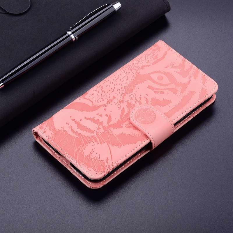 For Motorola Moto G85 Tiger Embossing Pattern Leather Phone Case(Pink)