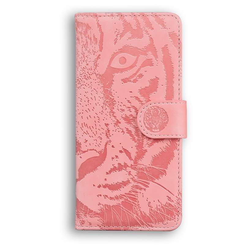 For Motorola Moto G85 Tiger Embossing Pattern Leather Phone Case(Pink)