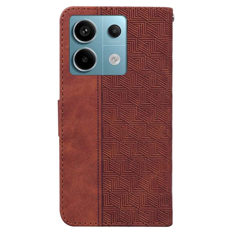 For Xiaomi Redmi Note 13 Pro 5G Geometric Embossed Leather Phone Case(Brown)