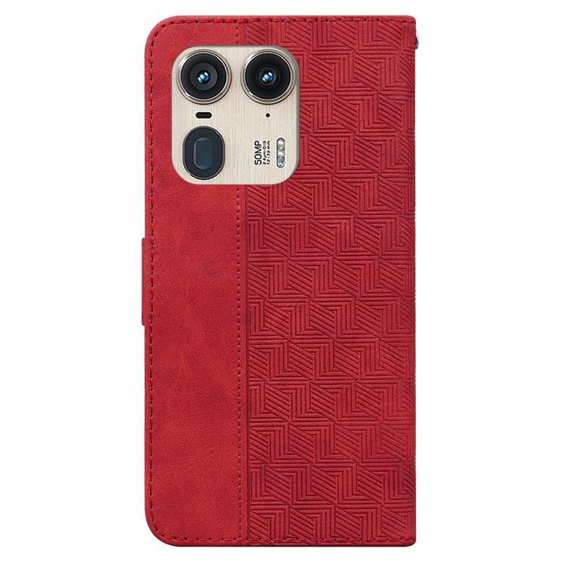 For Motorola Edge 50 Ultra Geometric Embossed Leather Phone Case(Red)