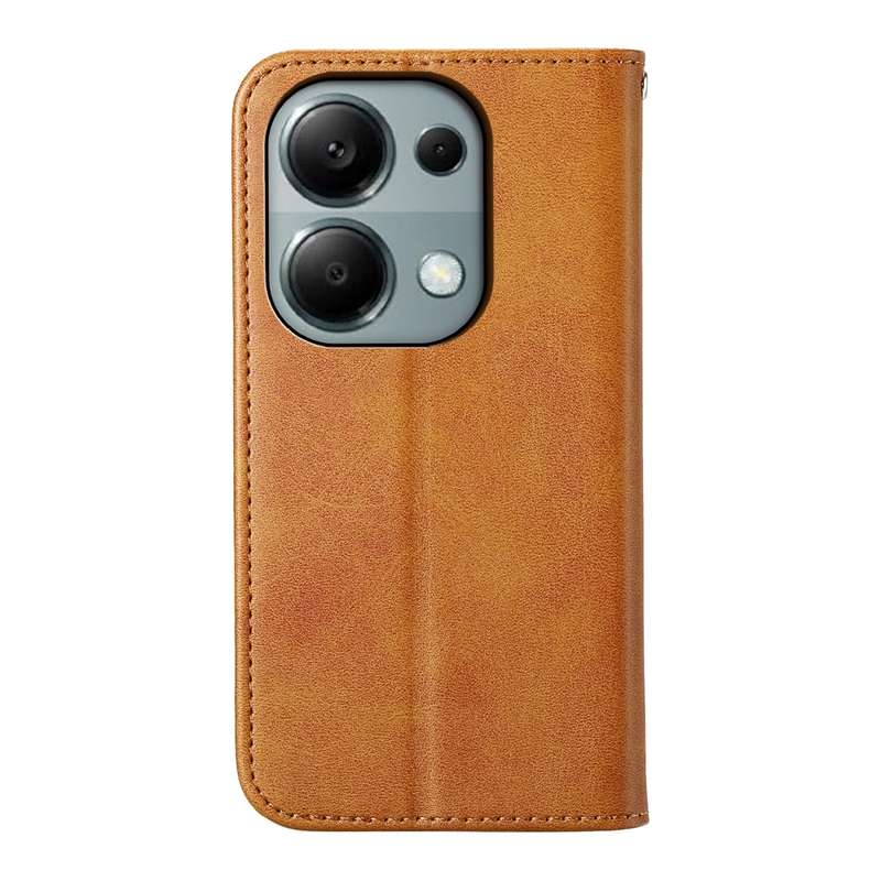 For Xiaomi Redmi Note 13 Pro 4G Cubic Grid Calf Texture Magnetic Leather Phone Case(Yellow)