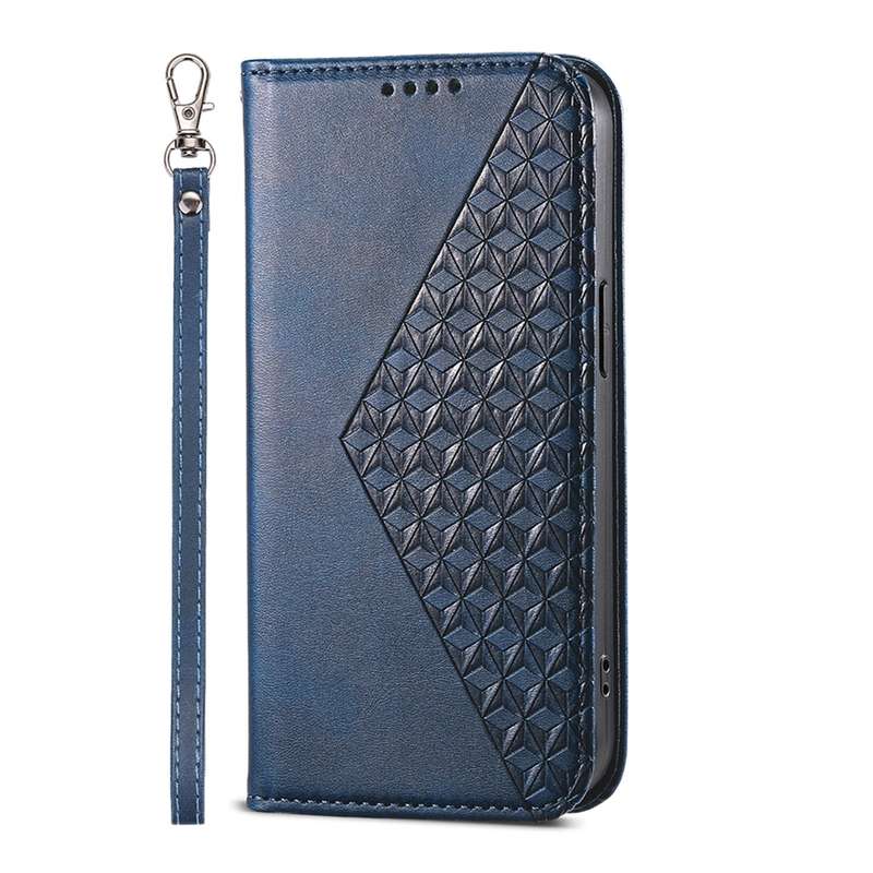 For Samsung Galaxy M15 5G / F15 5G Cubic Grid Calf Texture Magnetic Leather Phone Case(Blue)