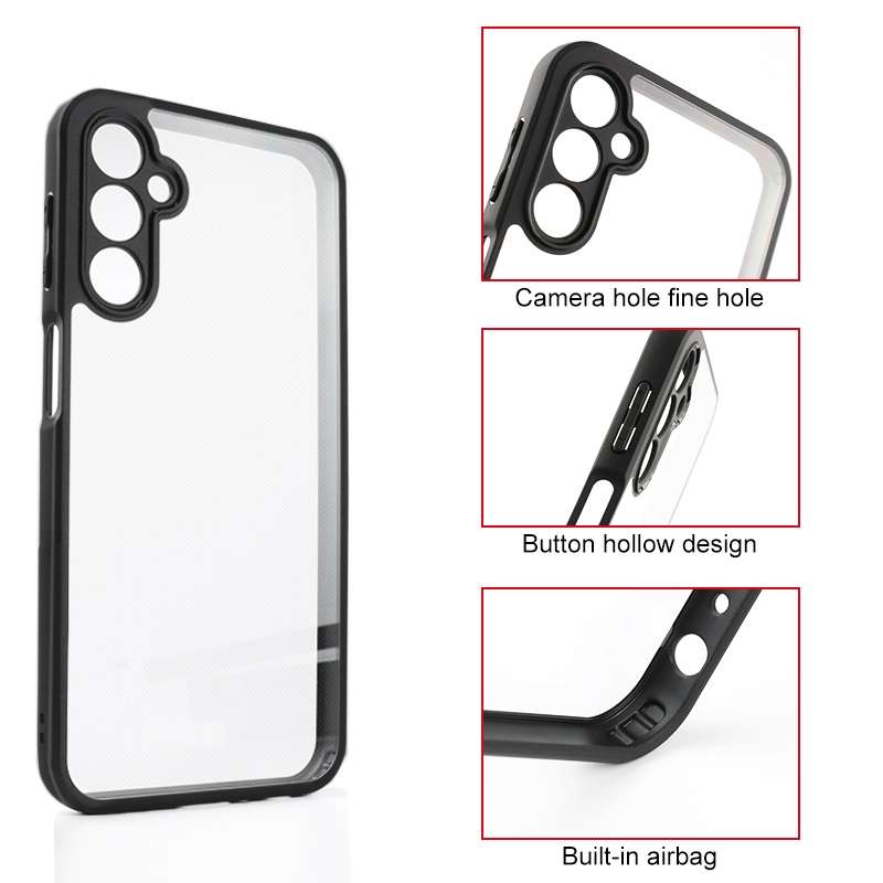 For Samsung Galaxy A24 4G Frosted TPU + Transparent PC Phone Case(Black)