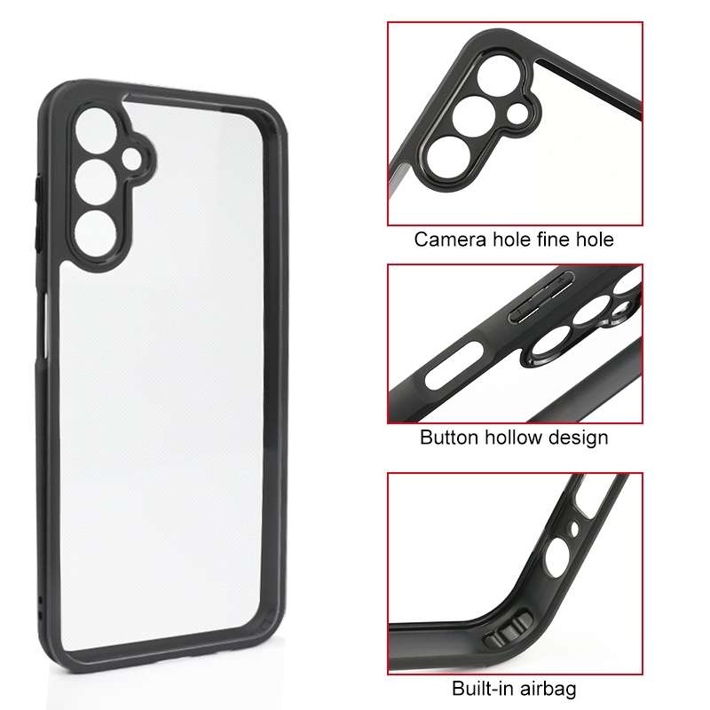 For Samsung Galaxy A14 5G / 4G Frosted TPU + Transparent PC Phone Case(Black)