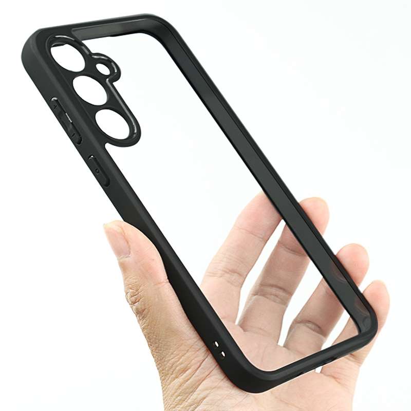 For Samsung Galaxy A55 5G Frosted TPU + Transparent PC Phone Case(Black)