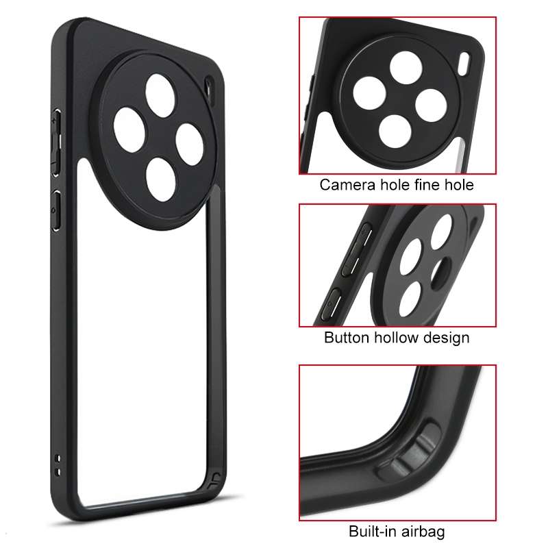 For vivo X200 Frosted TPU + Transparent PC Phone Case(Black)