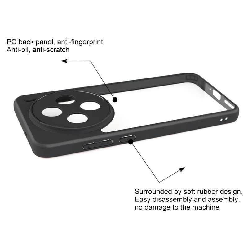 For vivo X200 Frosted TPU + Transparent PC Phone Case(Black)