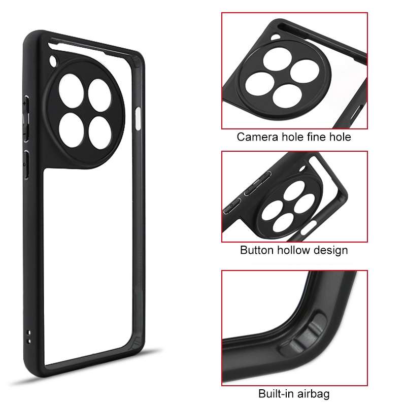 For OnePlus 12 Frosted TPU + Transparent PC Phone Case(Black)