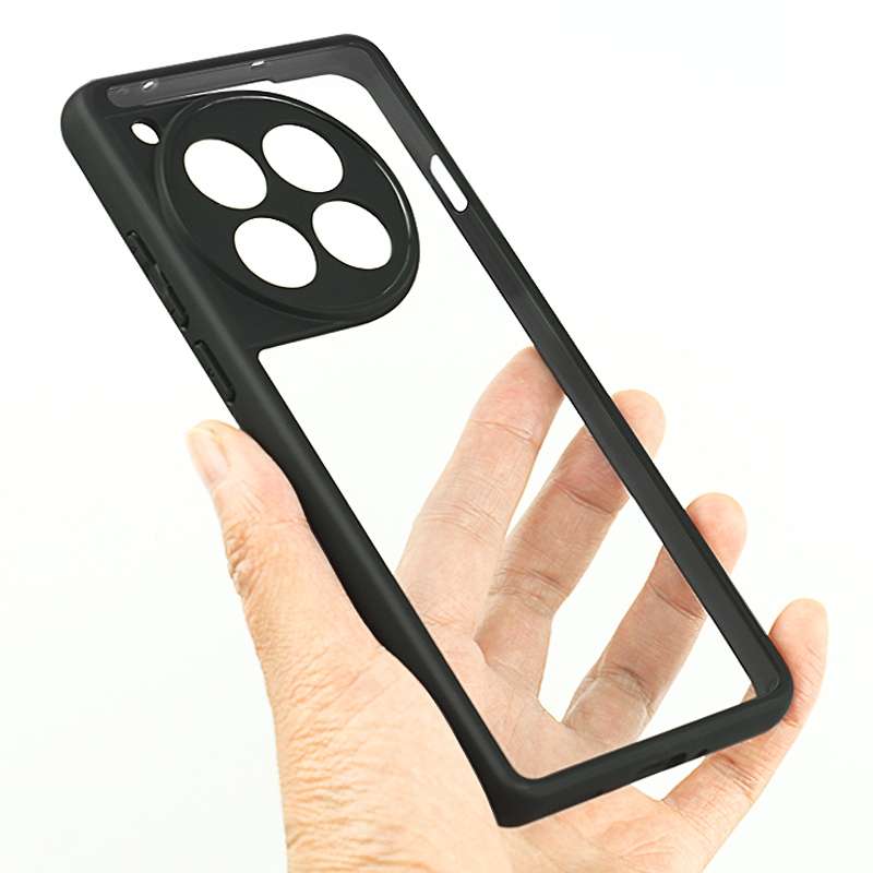 For OnePlus 12 Frosted TPU + Transparent PC Phone Case(Black)