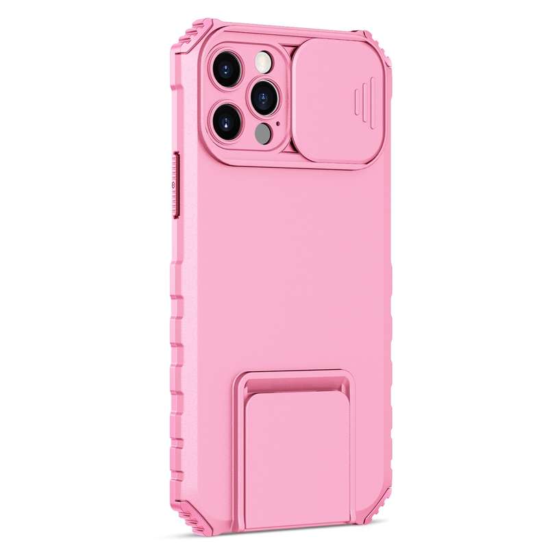 For iPhone 15 Pro Max Stereoscopic Holder Sliding Camshield Phone Case(Black)