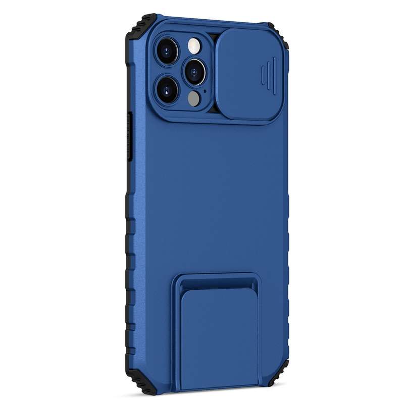For iPhone 15 Pro Max Stereoscopic Holder Sliding Camshield Phone Case(Black)