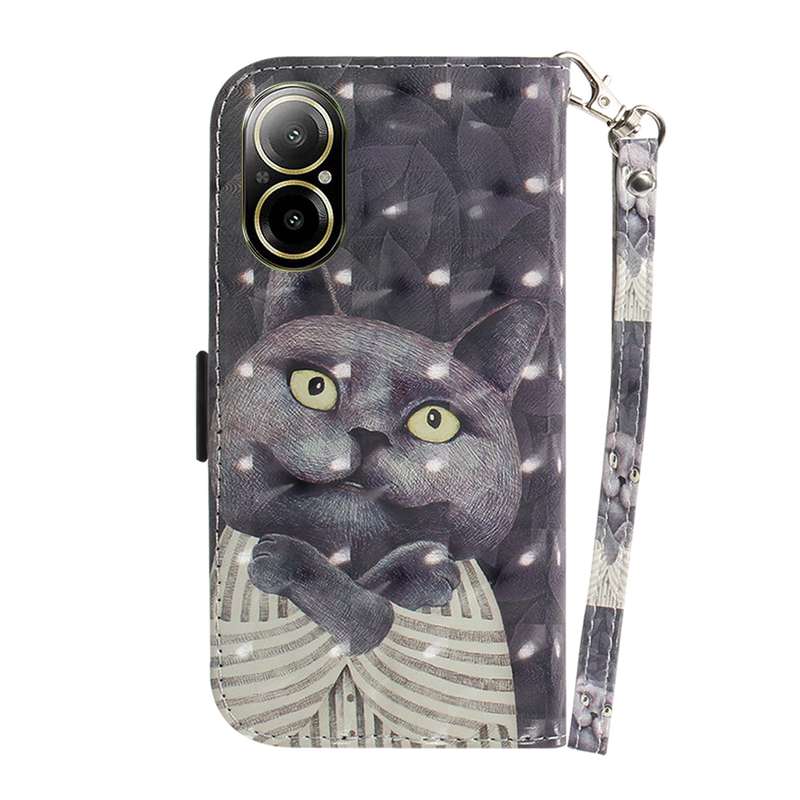 For Realme C67 4G Global 3D Colored Horizontal Flip Leather Phone Case(Hug Cat)