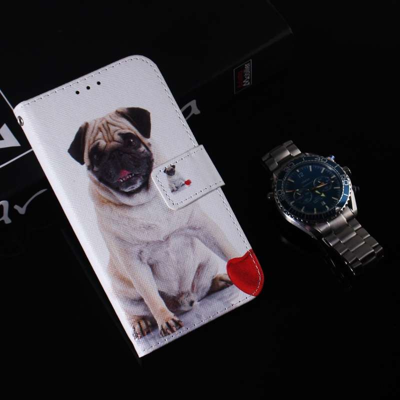 For iPhone 16 Pro Coloured Drawing Flip Leather Phone Case(Pug)