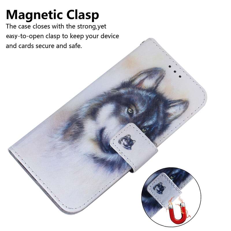 For iPhone 16 Pro Max Coloured Drawing Flip Leather Phone Case(White Wolf)