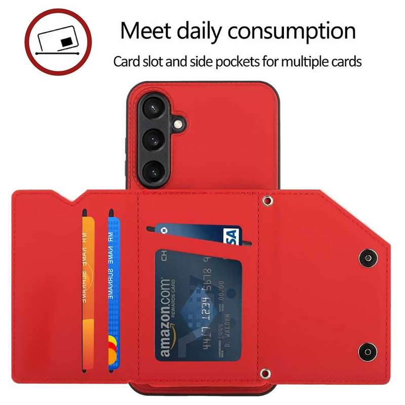 For Samsung Galaxy S23 FE 5G Skin Feel PU + TPU + PC Card Slots Phone Case(Black)