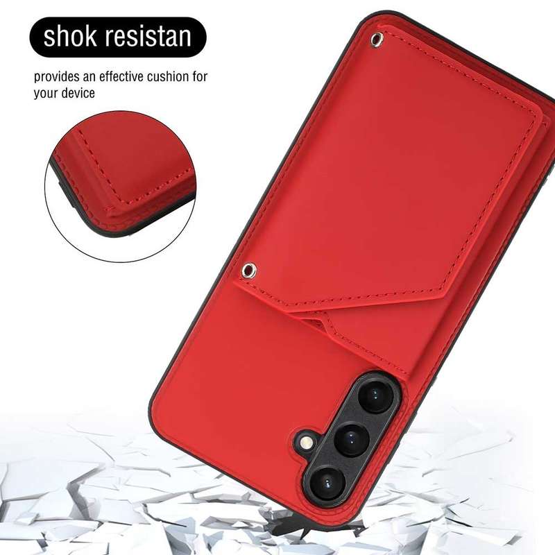 For Samsung Galaxy S23 FE 5G Skin Feel PU + TPU + PC Card Slots Phone Case(Black)