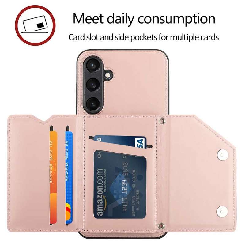 For Samsung Galaxy S23 FE 5G Skin Feel PU + TPU + PC Card Slots Phone Case(Black)