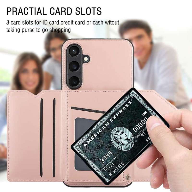 For Samsung Galaxy S23 FE 5G Skin Feel PU + TPU + PC Card Slots Phone Case(Black)