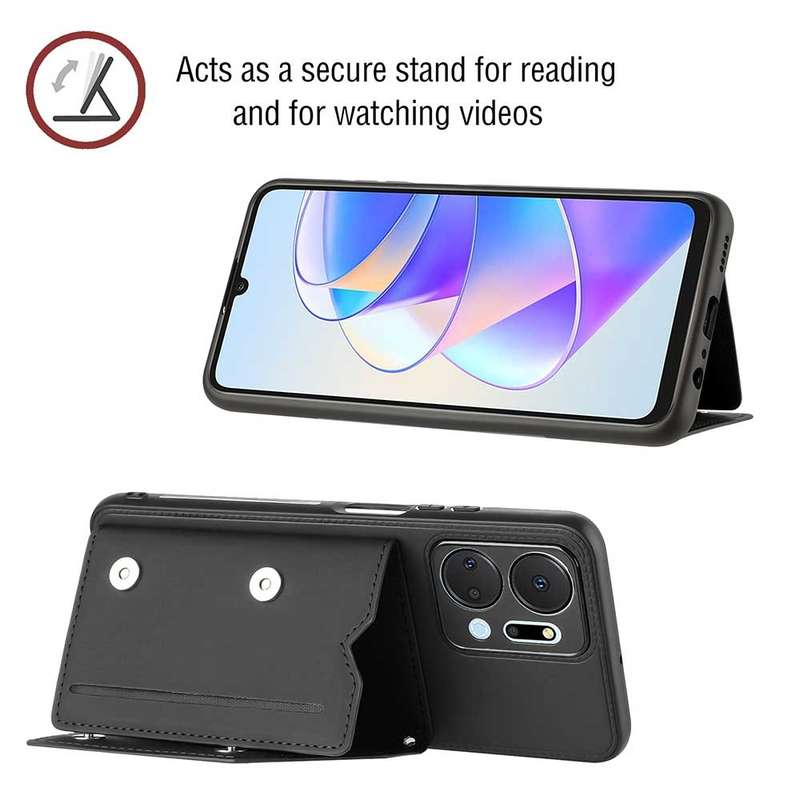 For Honor X7a Skin Feel PU + TPU + PC Card Slots Phone Case(Brown)